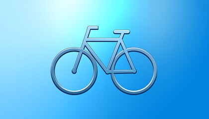 Fototapeta premium A stylized, light-blue bicycle icon stands out against a simple, light-blue gradient background.