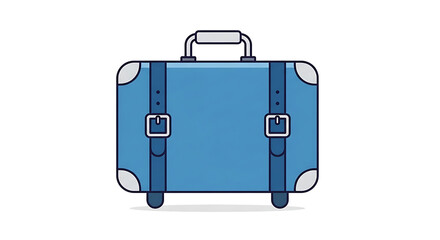 Blue travel suitcase illustration on a white background. Vector graphic of luggage for vacation, tourism, and journey concepts.