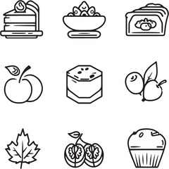 Maple Walnut Black Line Editable Icons set