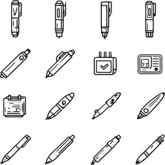 Marker black Line Editable Icons set