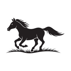 Horse Galloping Through Open Field Silhouette Vector Design