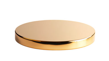 Golden pedestal is standing isolated on transparent background