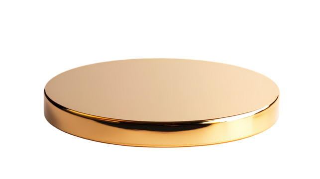 Golden pedestal is standing isolated on transparent background