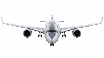 Front View of Modern Commercial Airplane with Landing Gear Isolated