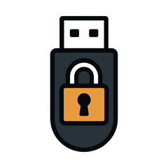 flash drive with lock icon color vector on white background
Vector color flat icon on white background