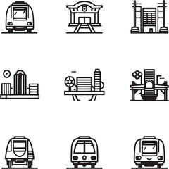 Metro black Line Editable Icons set