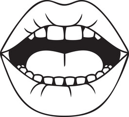 Open Mouth Illustration, Mouth with Teeth Vector Design, Close-Up of Teeth in Mouth Design