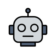 robot head icon color vector on white background
Vector color flat icon on white background