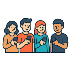 group of people with phones icon color vector on white background
Vector color flat icon on white background