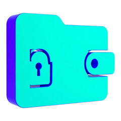 Fototapeta premium A Blue Wallet with a Padlock Icon, Side View Isolated Transparent PNG