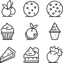 Mint Chocolate Chip Black Line Editable Icons set