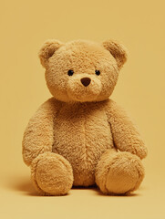 Obraz premium Brown teddy bear sitting upright on soft surface, 3D render