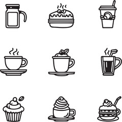 Mocha black Line Editable Icons set