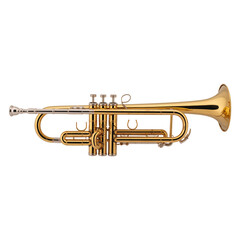 Obraz premium Golden trumpet musical instrument on transparent background