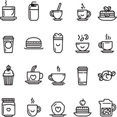 Mocha black Line Editable Icons set