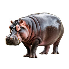 Fototapeta premium Majestic hippopotamus standing against on transparent background