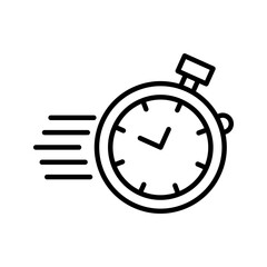 Fast response time clock vector symbol. quick, rush or faster work service icon. rapid delivery symbol.

