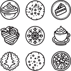 Molasses Cookies black Line Editable Icons set