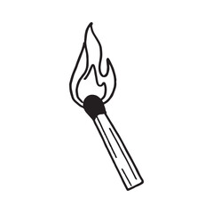  Beautiful black and white burning match illustration silhouette vector design.
