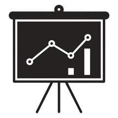 Presentation board with line graph and bar chart icon
