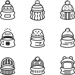 Neckerchief black Line Editable Icons set