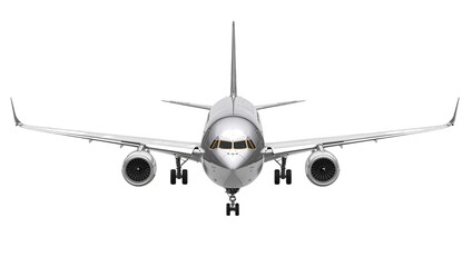 Frontal View of Passenger Airplane with Landing Gear Isolated