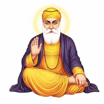 Ultra realistic full frame portrait of Guru Nanak Dev Ji