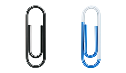 Two paperclips, one black and one blue, in a side-by-side comparison
