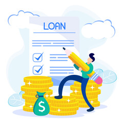 Illustration vector graphic cartoon character of loan