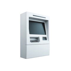 Fototapeta premium Modern White ATM Machine Isolated on Black Background - 3D Render