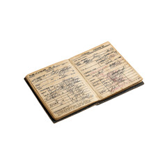 Antique Vintage Open Book with Handwritten Notes and Records