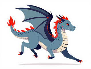A flying red dragon cartoon with a monster tattoo design is a vector illustration of a fantasy animal silhouette