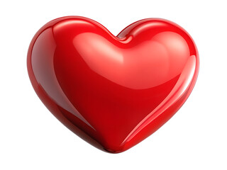 3d illustration of a glossy, vibrant red heart, symbolizing love and romance, isolated on a transparent background