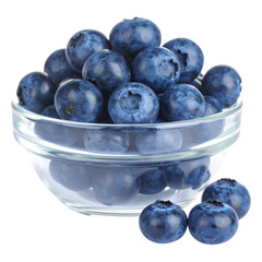  A Close-up of Fresh Blueberries in a Glass Bowl, Transparent PNG