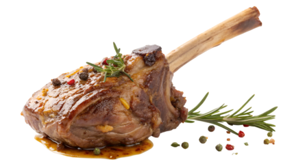 lamb chops with rosemary , grilled lamb chops , cooked lamb shank isolated on transparent background