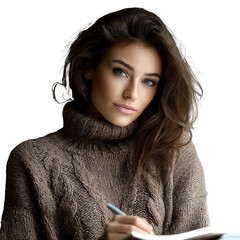 Element Isolated Transparent woman writing PNG DIE-CUT for advertising