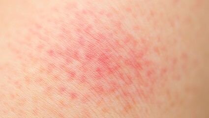 Close-up Detailed Texture of Red, Irritated Skin Showing Petechiae and Possible Allergic Reaction or Rash.