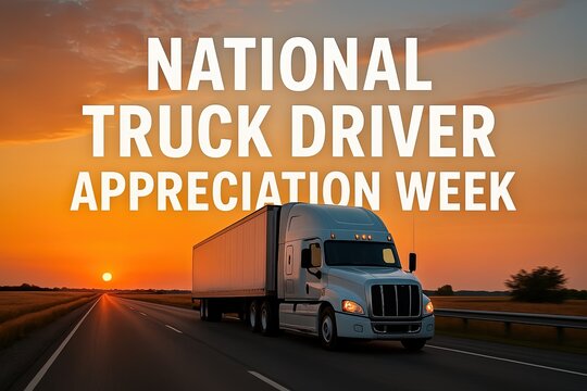 Truck Driver Appreciation Week Poster Template Celebrating Professional Drivers and Transportation Industry – Generative AI