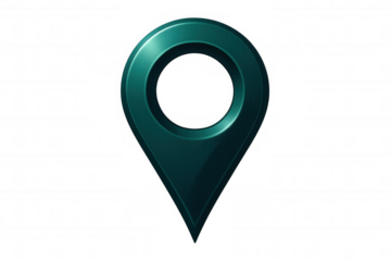 Teal map pointer indicating location on a transparent background, ideal for travel and navigation concepts
