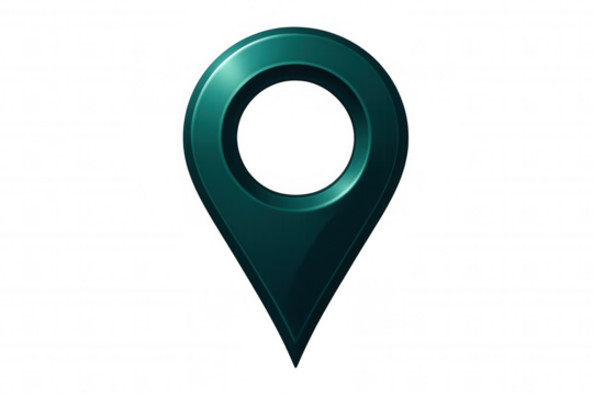 Teal map pointer indicating location on a transparent background, ideal for travel and navigation concepts