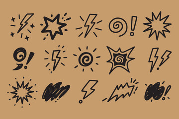 Fototapeta premium Collection of hand drawn comic book style explosions and sound effects