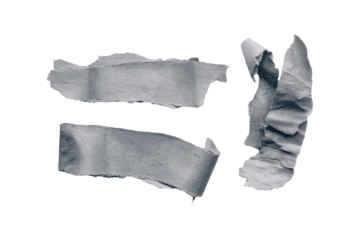 Gray crumpled paper strips, arranged in a loose, equal sign shape