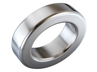 3d illustration of shiny metallic ring isolated on transparent background, a clean and simple industrial component with a polished surface