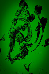 fondos verdes con huellas color negro de manos  en espiral abstractos