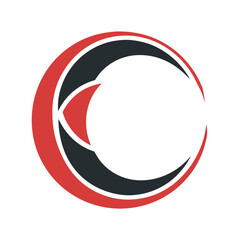 Abstract Red Black and White Curved Shapes Forming a Crescent Moon Symbol vector