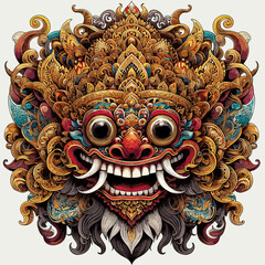Intricate Balinese Barong Mask Festival Decor