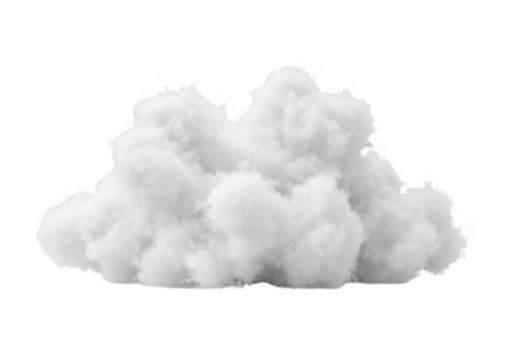 A pile of fluffy white cotton isolated on transparent background