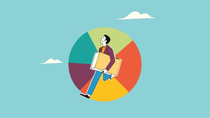 data analyst illustration, Financial Analyst Or Consultant, analysis of economic growth graphs, business growth analysis, businessman analyze data with magnifying glass and company document
