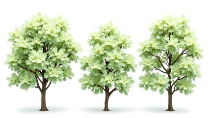 3D Beautiful Trees Isolated on white background.

