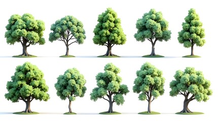 3D Beautiful Trees Isolated on white background.


